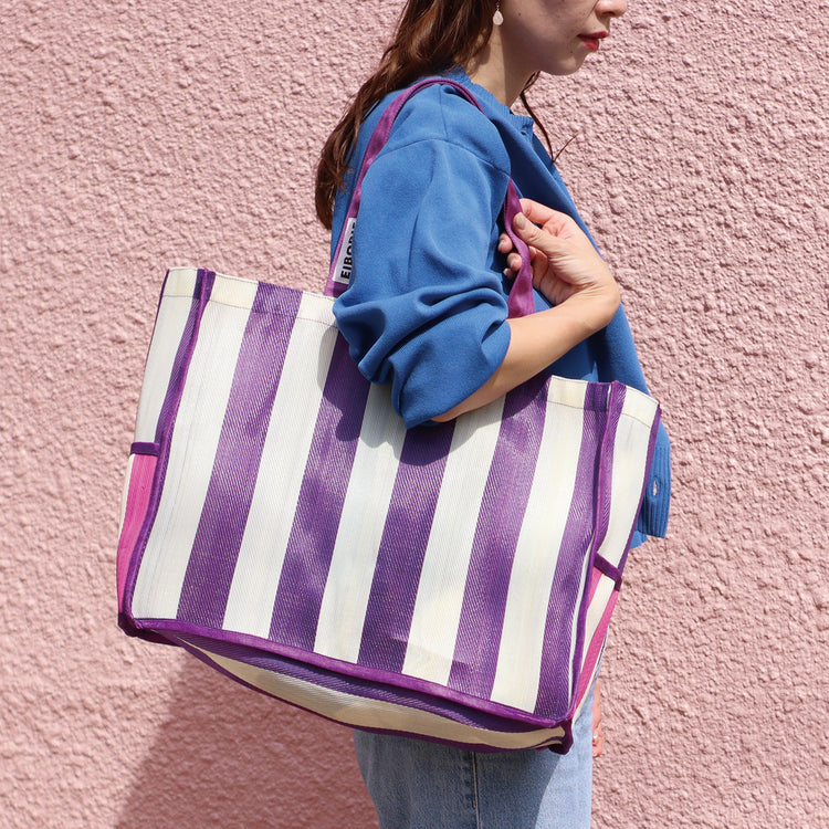 EIBORIE | エイボリー EB ストライプラージハンドバッグ