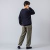 モデル身長163cm,ARCH&LINEのOG COTTON IʼM KNIT|+FT SUPREME.LA.LA.のメイクアップテーパードパンツ|MOONSTARのオールネイビーのスエードLOAFY,https://market.e-begin.jp/products/ach_ach0261p_lala|https://market.e-begin.jp/products/dna_fts0258p_lala|https://market.e-begin.jp/products/mns_mns0147p_lala