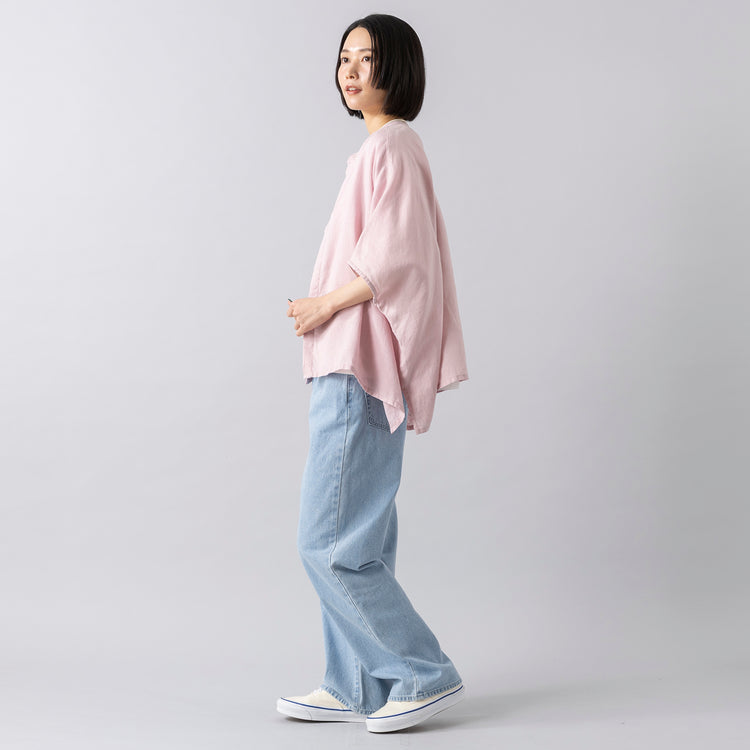 モデル身長165cm,BARNS OUTFITTERSのLOOSE TEE SLD|JOHNBULLのデニムワイドジーンズ,https://market.e-begin.jp/products/tka_bof0654s_lala|https://market.e-begin.jp/products/jbu_jbu0060p_lala