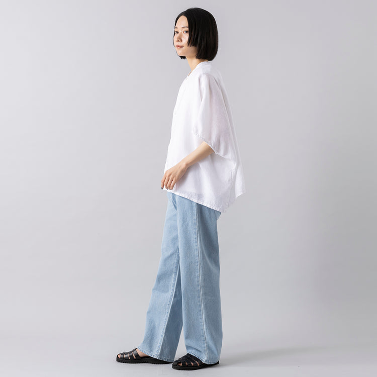 モデル身長165cm,JOHNBULLのデニムワイドジーンズ|GLENFIELDのシャークソールグルカサンダル|314のスターマルチウェイネックレス,https://market.e-begin.jp/products/jbu_jbu0060p_lala|https://market.e-begin.jp/products/jal_gfd0391q_lala|https://market.e-begin.jp/products/siy_siy0736s_lala