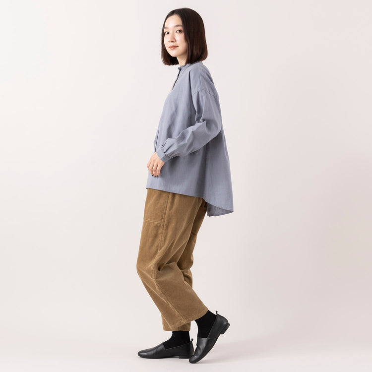 モデル身長163cm,HEAVENLYのCotton Linen Frillneck Blouse|HEAVENLYのCorduroy Front Pocket Pants|facciamoのMeringa(メリンガ)|rapiécageの1TOPガラスパールネックレス,https://market.e-begin.jp/products/dlt_hvr1184s_lala|https://market.e-begin.jp/products/dlt_hvr1185s_lala|https://market.e-begin.jp/products/are_fac0636k_lala|https://market.e-begin.jp/products/rdx_rpc0795s_lala