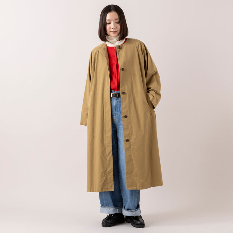 モデル身長163cm,HEAVENLYのCotton Twill Nocollar Coat|HEAVENLYのWool Mix Smooth Knit Cardigan|WHITE MAILSのタートルネック|caquのFSワイドボーイズ,https://market.e-begin.jp/products/dlt_hvr1186s_lala|https://market.e-begin.jp/products/dlt_hvr1189s_lala|https://market.e-begin.jp/products/hrt_wns0730n_lala|https://market.e-begin.jp/products/tan_caq1164s_lala