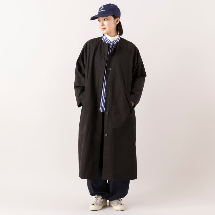 モデル身長163cm,HEAVENLYのCotton Twill Nocollar Coat|MANONのGATHER SLEEVE BAND COLLAR SHT|WHITE MAILSのタートルネック|RNA-Nのミリタリーオーバーパンツ|Moonstarのローバスケットヴィンテージグレー|PROGRESS RUNNING CLUBのBADGE Logo Cap,https://market.e-begin.jp/products/dlt_hvr1186s_lala|https://market.e-begin.jp/products/mks_mnn1174s_lala|https://market.e-begin.jp/products/hrt_wns0730n_lala|https://market.e-begin.jp/products/tky_rnn1182s_lala|https://market.e-begin.jp/products/mns_mns0286o_lala|https://market.e-begin.jp/products/gra_pgr0248r_lala