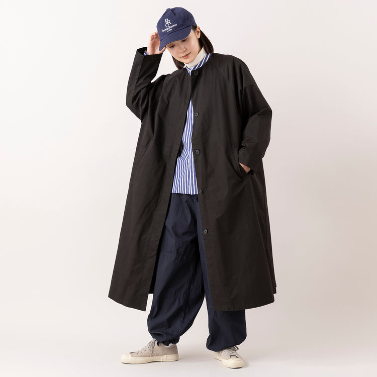 モデル身長163cm,HEAVENLYのCotton Twill Nocollar Coat|MANONのGATHER SLEEVE BAND COLLAR SHT|WHITE MAILSのタートルネック|RNA-Nのミリタリーオーバーパンツ|Moonstarのローバスケットヴィンテージグレー|PROGRESS RUNNING CLUBのBADGE Logo Cap,https://market.e-begin.jp/products/dlt_hvr1186s_lala|https://market.e-begin.jp/products/mks_mnn1174s_lala|https://market.e-begin.jp/products/hrt_wns0730n_lala|https://market.e-begin.jp/products/tky_rnn1182s_lala|https://market.e-begin.jp/products/mns_mns0286o_lala|https://market.e-begin.jp/products/gra_pgr0248r_lala