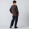モデル身長163cm,NARU FACTORYのclassic天竺 長袖PO|WESTWOOD OUTFITTERSの涼ふわデニムのタックパンツ|MOONSTARのオールネイビーのコットンスエードLOAFY,https://market.e-begin.jp/products/mdm_nar0030p_lala|https://market.e-begin.jp/products/kai_wwo0150q_lala|https://market.e-begin.jp/products/mns_mns0147p_lala
