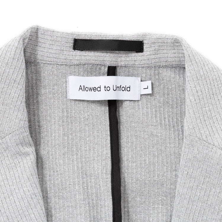 ALLOWED TO UNFOLD | アロウド トゥ アンフォールド 針立ニット 7分袖ボタンレステーラードカーディガン