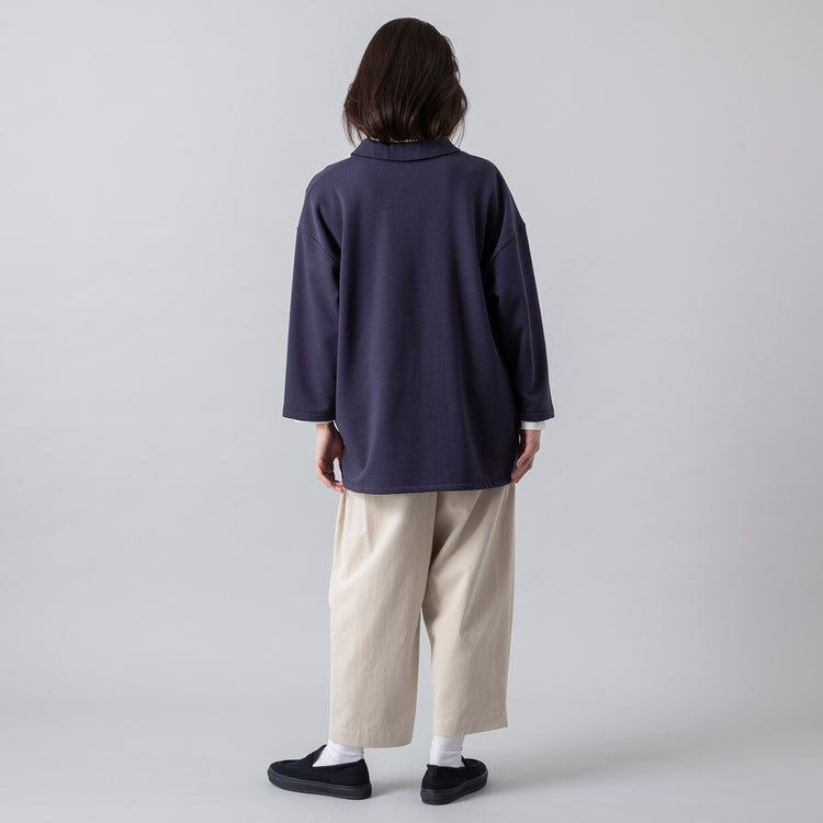 モデル身長160cm,corailのボックスポロPO|Le Melangeのハイツイストジャージーレイヤードプルオーバー|HEAVENLYの10oz Denim Tuck Easy Pants|MoonstarのオールネイビーのコットンスエードLOAFY,https://market.e-begin.jp/products/etr_cor0890r_lala|https://market.e-begin.jp/products/inf_lem0486r_lala|https://market.e-begin.jp/products/dlt_hvr0929r_lala|https://market.e-begin.jp/products/mns_mns0147p_lala