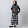 モデル身長163cm,MOONCASTLEのウールタートルネック|Glen Fyneのチェックプリーツラップスカート|MOONSTARのスエードLOAFY,https://market.e-begin.jp/products/tkn_mnc0483p_lala|https://market.e-begin.jp/products/imx_glf0902n_lala|https://market.e-begin.jp/products/mns_mns0147p_lala