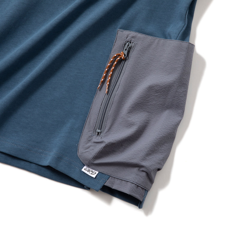 JRD by JARLD | ジェイアールディー バイ ジャールド 異素材ZIP付きポケット ドロップショルダーTシャツ