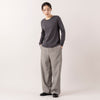 モデル身長163cm(2WAYのうちVネックの向きで着用),me.のwooly kersey easy bakerPT|GLENFIELDのシャークソールビジネスサンダル|rapiécageのメタルボールチョーカー,https://market.e-begin.jp/products/hpn_med1176s_lala|https://market.e-begin.jp/products/jal_gfd0392q_lala|https://market.e-begin.jp/products/rdx_rpc0794s_lala