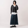 モデル身長165cm,LE MELANGEのUネックポンチPO|LE MELANGEの裾切り替えレイヤードインナー|Glen Fyneのチェックプリーツラップスカート|Organic handloomのCOALPORT,https://market.e-begin.jp/products/inf_lem1277s_lala|https://market.e-begin.jp/products/inf_lem1170s_lala|https://market.e-begin.jp/products/imx_glf0082r_lala|https://market.e-begin.jp/products/sed_ogh1253s_lala