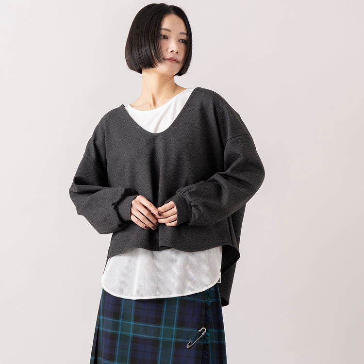 STRIPE着用 モデル身長165cm,LE MELANGEのUネックポンチPO|LE MELANGEの裾切り替えレイヤードインナー|Glen Fyneのチェックプリーツラップスカート|Organic handloomのCOALPORT,https://market.e-begin.jp/products/inf_lem1277s_lala|https://market.e-begin.jp/products/inf_lem1170s_lala|https://market.e-begin.jp/products/imx_glf0082r_lala|https://market.e-begin.jp/products/sed_ogh1253s_lala