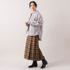 モデル身長165cm,RNA-Nのアームウォーマー付きシルキーニットプルオーバー|Glen Fyneのチェックプリーツラップスカート|YARMO THE UNIFORMのRAIN BOOT,https://market.e-begin.jp/products/tky_rnn1429s_lala|https://market.e-begin.jp/products/imx_glf0082r_lala|https://market.e-begin.jp/products/gra_ytu1443s_lala
