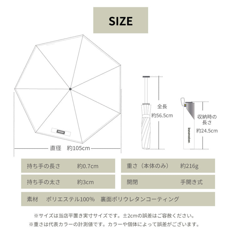 innovator | イノベーター 晴雨兼用傘 60cm Slim (シルバー)