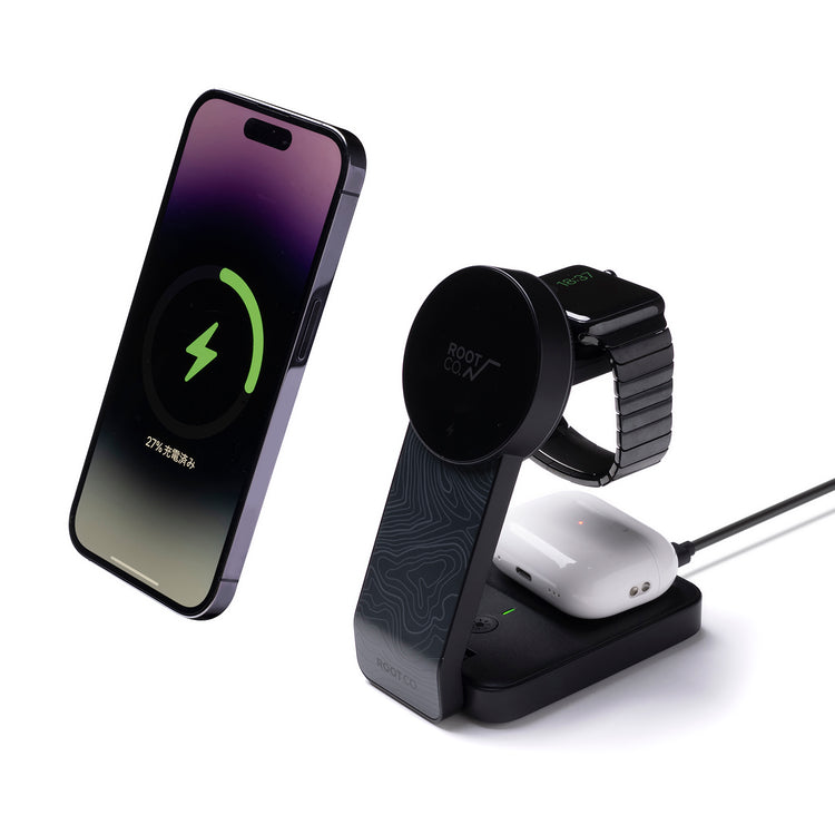 ROOT CO. | ルート PLAY EZ Fold - 3 in 1 Mag Safe Charging Station (ブラック)