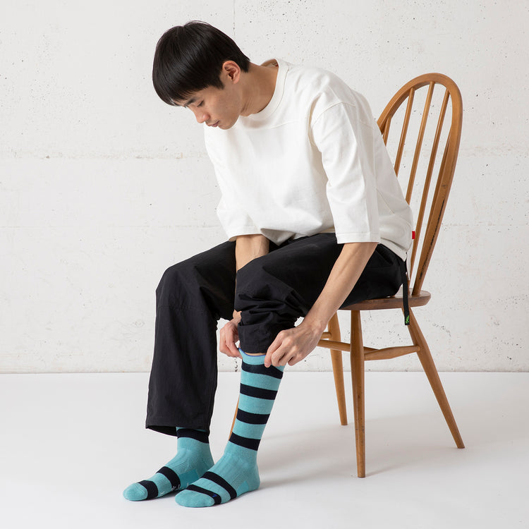 ANDSOX | アンドソックス SUPPORT PILE CREW ボーダー