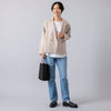 モデル身長163cm,uncinqのMelange Ox Tailored Jacket|Le Melangeのハイツイストジャージーレイヤードプルオーバー|caquの80`s レギュラーストレート|Jalan Sriwijayaのネイビービットローファー VIBRAMソール,https://market.e-begin.jp/products/dlt_unc1003l_lala|https://market.e-begin.jp/products/inf_lem0486r_lala|https://market.e-begin.jp/products/tan_caq0120q_lala|https://market.e-begin.jp/products/gmt_srw1032p_lala