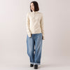 着用サイズ1 (モデル身長163cm),Healthknitのクラシックフライス 長袖ハイネックハーフジップ|caquのFSワイドボーイズ,https://market.e-begin.jp/products/she_hea1192s_lala|https://market.e-begin.jp/products/tan_caq1164s_lala