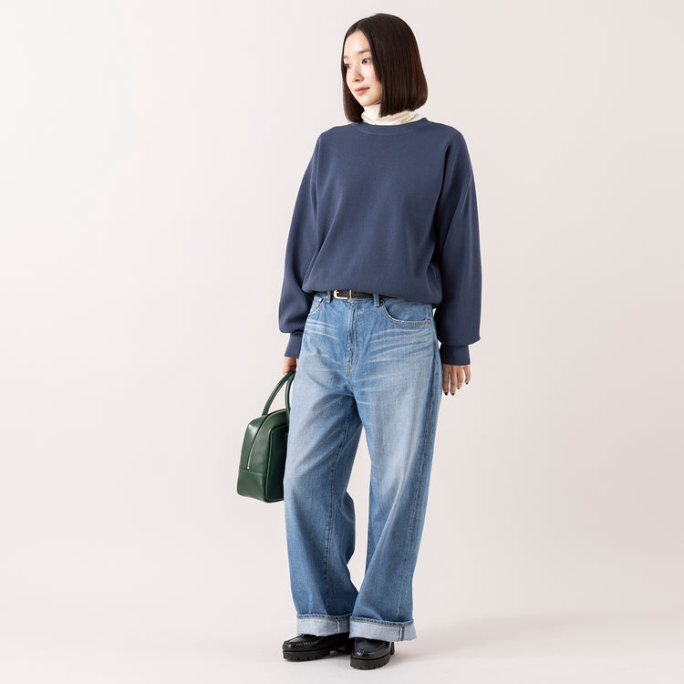 着用サイズ1 (モデル身長163cm),lelillのハイテクワッフルニットPO|WHITE MAILSのCOTTON PAPER HIGH STRETCH TURTLENECK PULLOVER|caquのFSワイドボーイズ|TIDEWAYのワントーンモスボストンM,https://market.e-begin.jp/products/ana_lel1248s_lala|https://market.e-begin.jp/products/hrt_wns0730n_lala|https://market.e-begin.jp/products/tan_caq1164s_lala|https://market.e-begin.jp/products/snk_tid0874p_lala