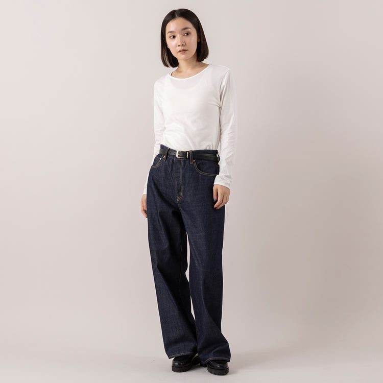 着用サイズ1 (モデル身長163cm),me.の刺繍入りロンT|caquのFSワイドボーイズ,https://market.e-begin.jp/products/hpn_med1175s_lala|https://market.e-begin.jp/products/tan_caq1164s_lala