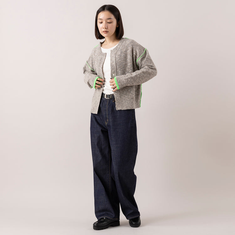 着用サイズ1 (モデル身長163cm),FIL DE FERの捻り杢スラブ 配色ラインボレロ|me.の刺繍入りロンT|caquのFSワイドボーイズ,https://market.e-begin.jp/products/rdx_fdf1178s_lala|https://market.e-begin.jp/products/hpn_med1175s_lala|https://market.e-begin.jp/products/tan_caq1164s_lala