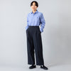 モデル身長163cm,WESTWOOD OUTFITTERSのきれいめポンチのタックストレートパンツ|MOONSTARのオールネイビーのコットンスエードLOAFY,https://market.e-begin.jp/products/kai_wwo0147q_lala|https://market.e-begin.jp/products/mns_mns0147p_lala