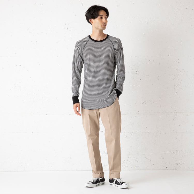Healthknit | ヘルスニット Begin別注 微ロング丈ベーシックワッフル長袖クルーTシャツ