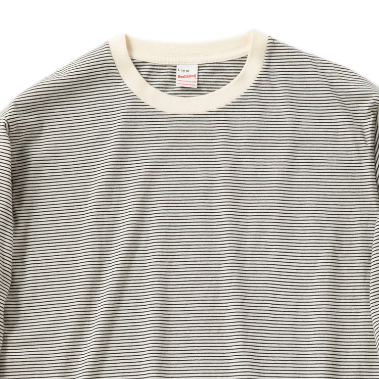 Healthknit | ヘルスニット ナローボーダー クルーネック長袖Tシャツ