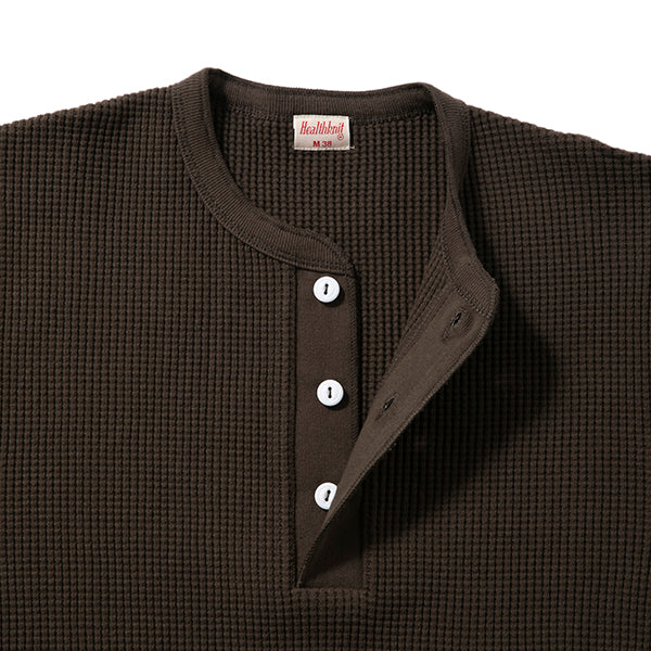 Healthknit | ヘルスニット スーパーヘビーワッフル ヘンリーネック長袖Tシャツ