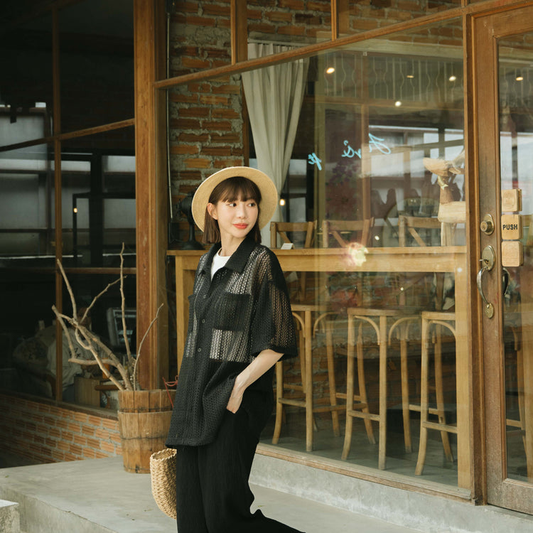 QUEEN SHOP | クイーンショップ　メッシュシアー半袖カーディガン