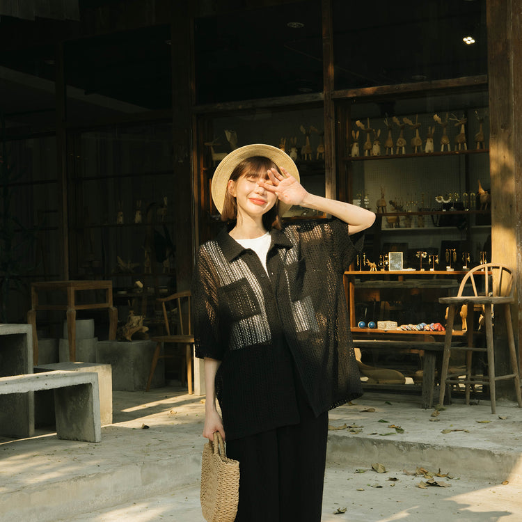 QUEEN SHOP | クイーンショップ　メッシュシアー半袖カーディガン