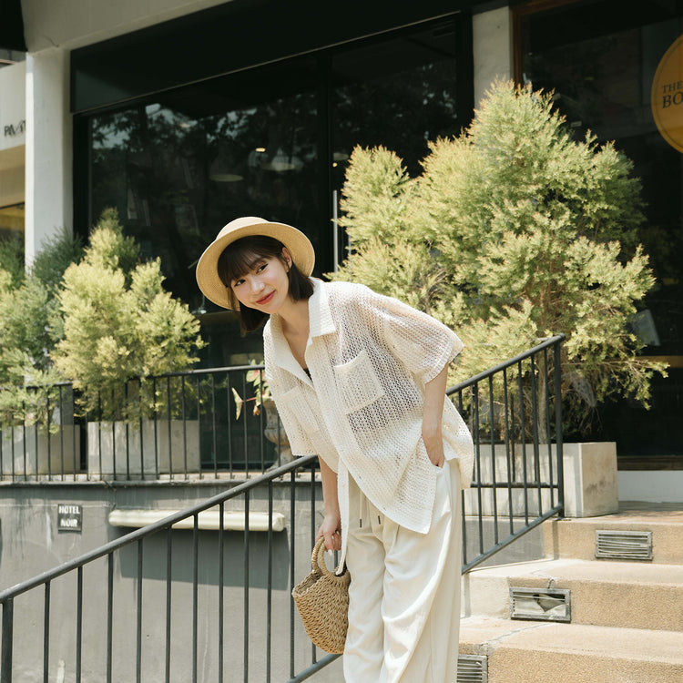QUEEN SHOP | クイーンショップ　メッシュシアー半袖カーディガン