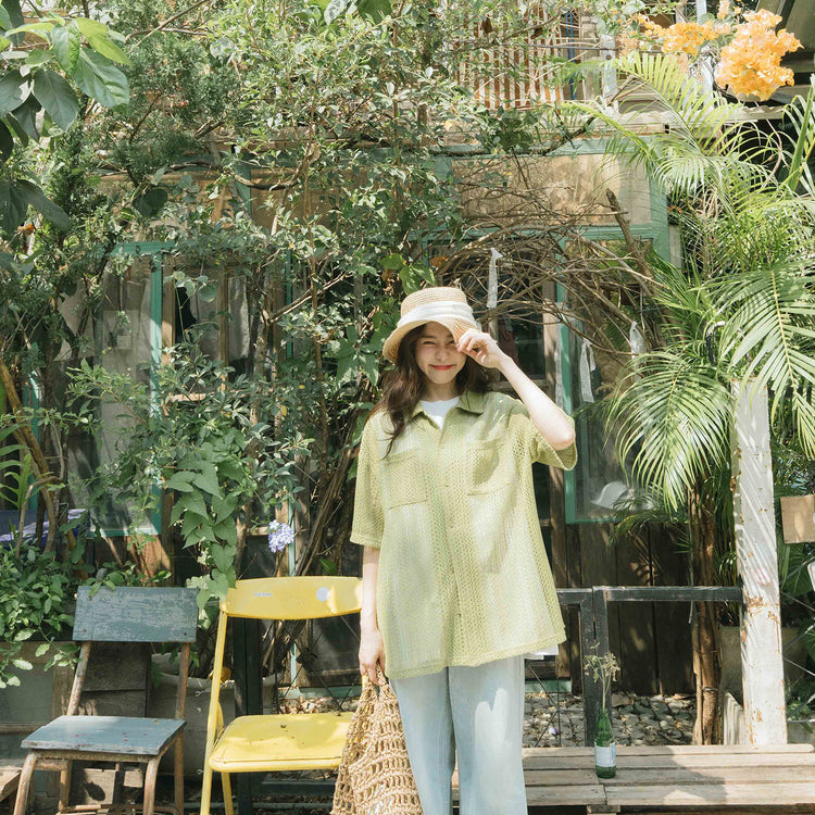 QUEEN SHOP | クイーンショップ　メッシュシアー半袖カーディガン