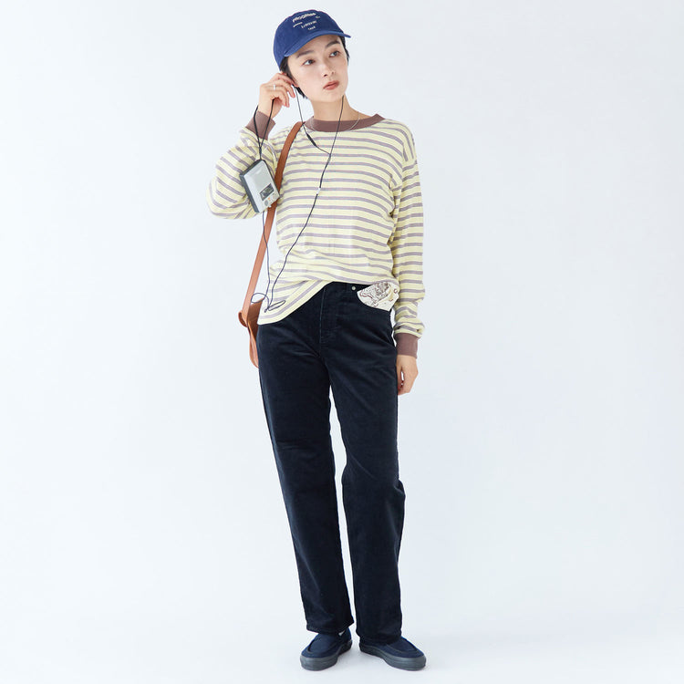 モデル身長170cm,caquのコードワイドバギー|PROGRESS RUNNING CLUBのLaLa Begin別注 SGキャップ|auraのsmall onyx ring|SLOWのLaLa Begin別注 バッファローレザーのミニカートリッジショルダー|MoonstarのLaLa Begin別注 オールネイビーのコットンスエードLOAFY,https://market.e-begin.jp/products/tan_caq0277p_lala|https://market.e-begin.jp/products/gra_pgr0406p_lala|https://market.e-begin.jp/products/crp_aur1107q_lala|https://market.e-begin.jp/products/ino_slw1182n_lala|https://market.e-begin.jp/products/mns_mns0147p_lala