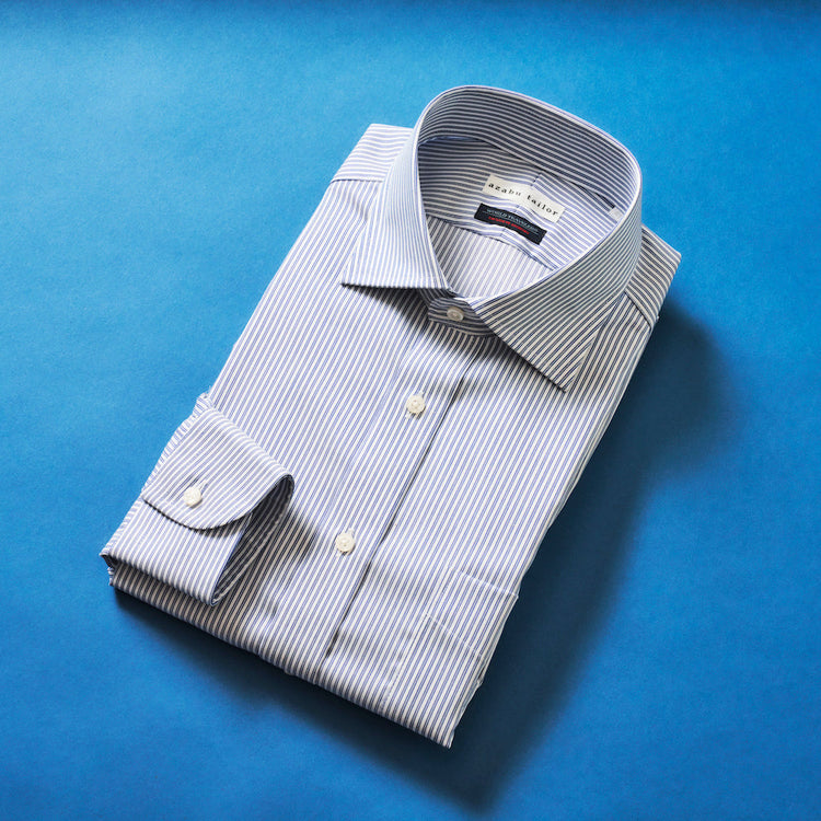 azabu tailor | アザブ テーラー　World Traveler リンクルフリーシャツ (ストライプ)