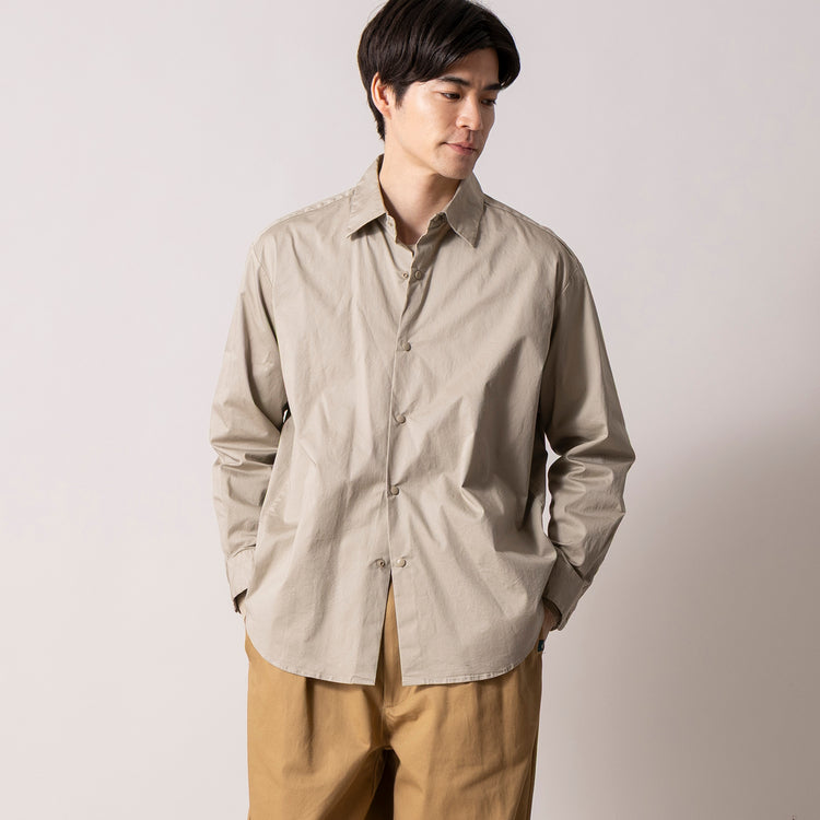 ALLOWED TO UNFOLD | アロウド トゥ アンフォールド　タイプライターストレッチ ドットボタンシャツ