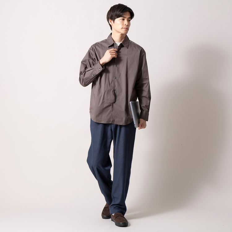 ALLOWED TO UNFOLD | アロウド トゥ アンフォールド　タイプライターストレッチ ドットボタンシャツ