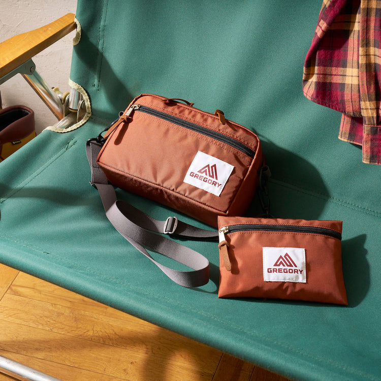 GREGORY | グレゴリー　LaLa Begin別注 83-84年正方形プリントタグ パデッドショルダーポーチM デザートラスト ミニポーチ付き