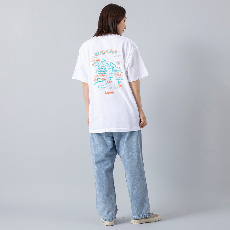 (白)Osaka No.04 大阪ノ地図 着用サイズM (モデル身長163cm)