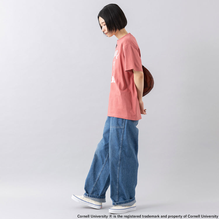 モデル身長165cm,CIOTAのインディゴスビンコットンデニムベイカーパンツ〔MEDIUM DARK〕|COBMASTERのCOB BANANA SHOULDER BAG,https://market.e-begin.jp/products/cta_cta0391p_lala|https://market.e-begin.jp/products/gal_cob0183q_lala