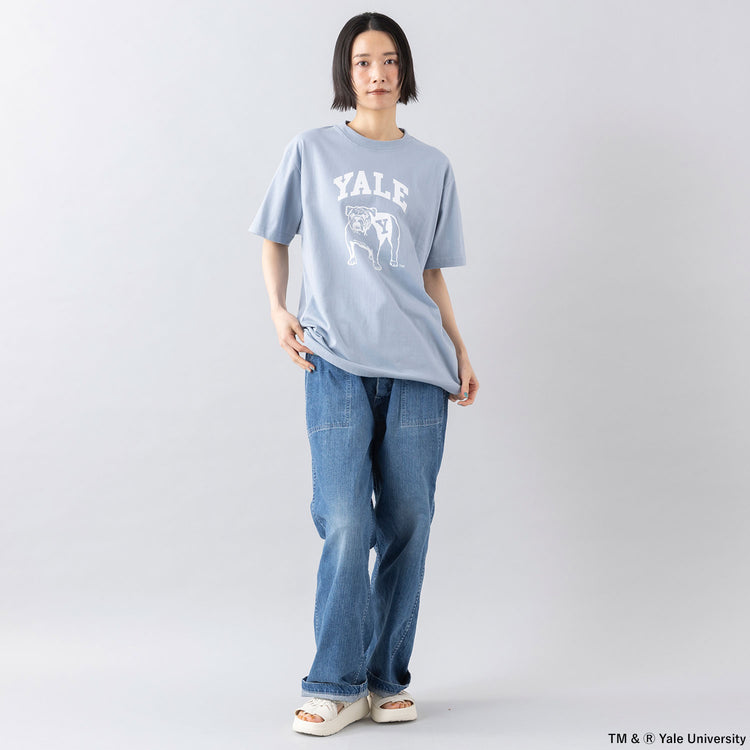 モデル身長165cm,CIOTAのインディゴスビンコットンデニムベイカーパンツ〔MEDIUM DARK〕|MALIBU SANDALSのCANYON PLATFORM,|https://market.e-begin.jp/products/cta_cta0391p_lala|https://market.e-begin.jp/products/sed_mls0713q_lala