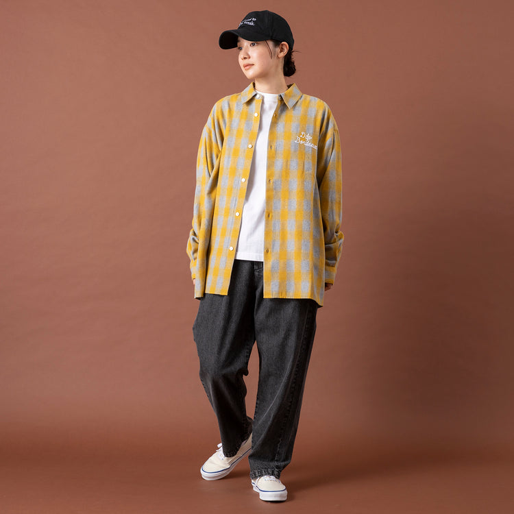 モデル身長163cm,ddpのCHAIN STITCH FLANNEL SHIRTS|PROGRESS RUNNING CLUBのBADGE Logo Cap,https://market.e-begin.jp/products/mif_ddp0221r_lala|https://market.e-begin.jp/products/gra_pgr0248r_lala