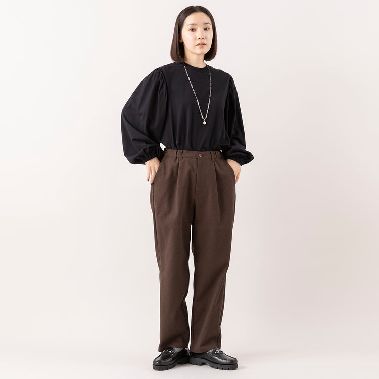 モデル身長163cm,MANONのGATHER SLEEVE LS TEE|rapiécageの1TOPガラスパールネックレス,https://market.e-begin.jp/products/mks_mnn1173s_lala|https://market.e-begin.jp/products/rdx_rpc0795s_lala