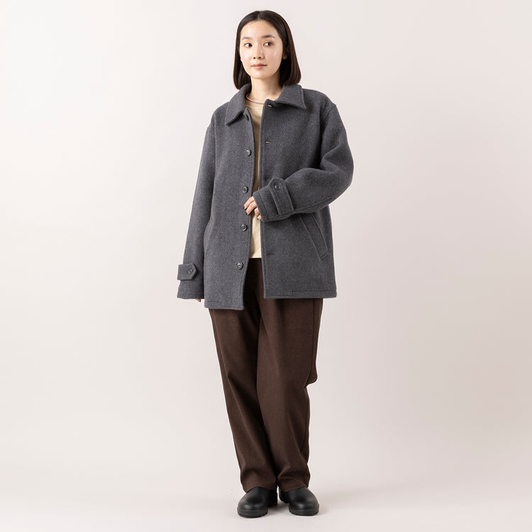 モデル身長163cm,FIDELITYのピーコート|me.の刺繍入りロンT|BlundstoneのORIGINALAS VEGAN|rapiécageのメタルボールチョーカー,https://market.e-begin.jp/products/smn_fdl1211s_lala|https://market.e-begin.jp/products/hpn_med1175s_lala|https://market.e-begin.jp/products/sed_bld0572l_lala|https://market.e-begin.jp/products/rdx_rpc0794s_lala