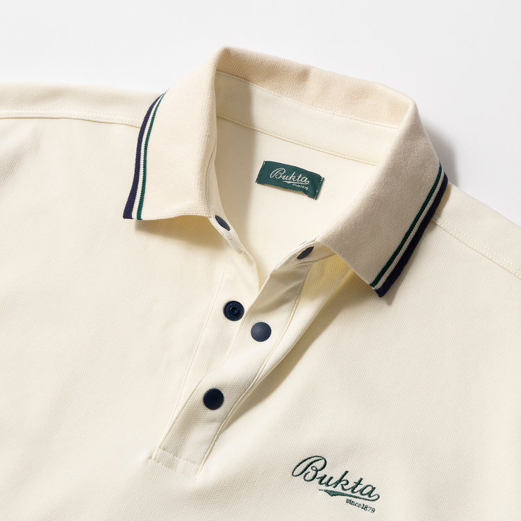 BUKTA | バクタ　速乾ラインリブ5分袖ポロシャツ