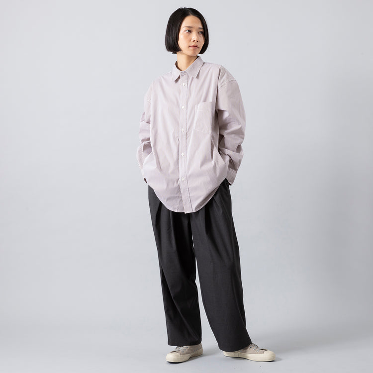 モデル身長165cm,HEAVENLYのTR Tuck Easy Pants|Moonstarのローバスケットヴィンテージグレー,https://market.e-begin.jp/products/dlt_hvr0492r_lala|https://market.e-begin.jp/products/mns_mns0286o_lala