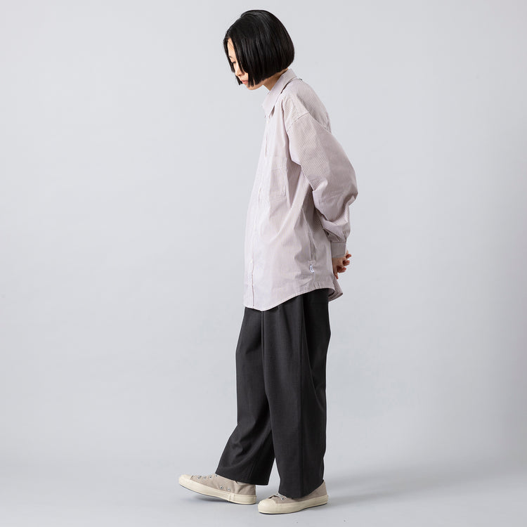 モデル身長165cm,HEAVENLYのTR Tuck Easy Pants|Moonstarのローバスケットヴィンテージグレー,https://market.e-begin.jp/products/dlt_hvr0492r_lala|https://market.e-begin.jp/products/mns_mns0286o_lala