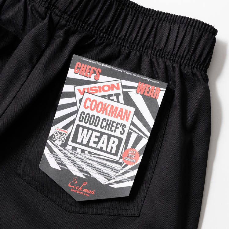 Cookman | クックマン　Chef Pants Short Black Belt Vision Black