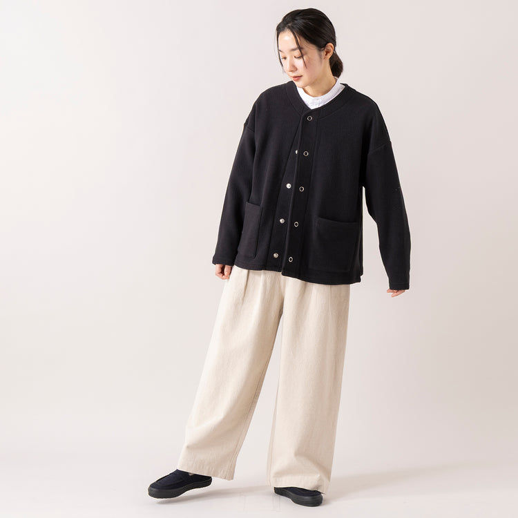 モデル身長 163cm,RNA-NのW Faceビッグスナップカーディガン|MANUAL ALPHABETのSUPIMA OX BAND COLOR SHIRT|MOONSTARのオールネイビーのコットンスエードLOAFY,https://market.e-begin.jp/products/tky_rnn0013u_lala|https://market.e-begin.jp/products/mks_man0220j_lala|https://market.e-begin.jp/products/mns_mns0147p_lala