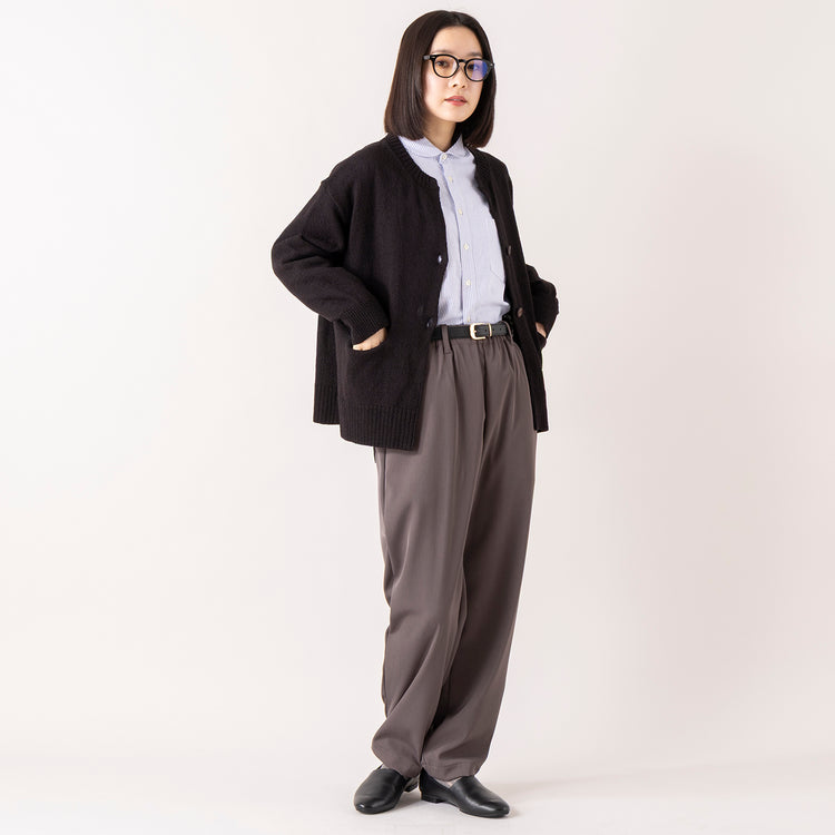 モデル身長 163cm,MANUAL ALPHABETのSUPIMA OX BAND COLOR SHIRT|MANUAL ALPHABETのPE TWILL TAPERD PANTS for Lala Begin|HomieのCotton Sheer Stripe Socks,https://market.e-begin.jp/products/mks_man0220j_lala|https://market.e-begin.jp/products/mks_man0011u_lala|https://market.e-begin.jp/products/dlt_hmi0022u_lala